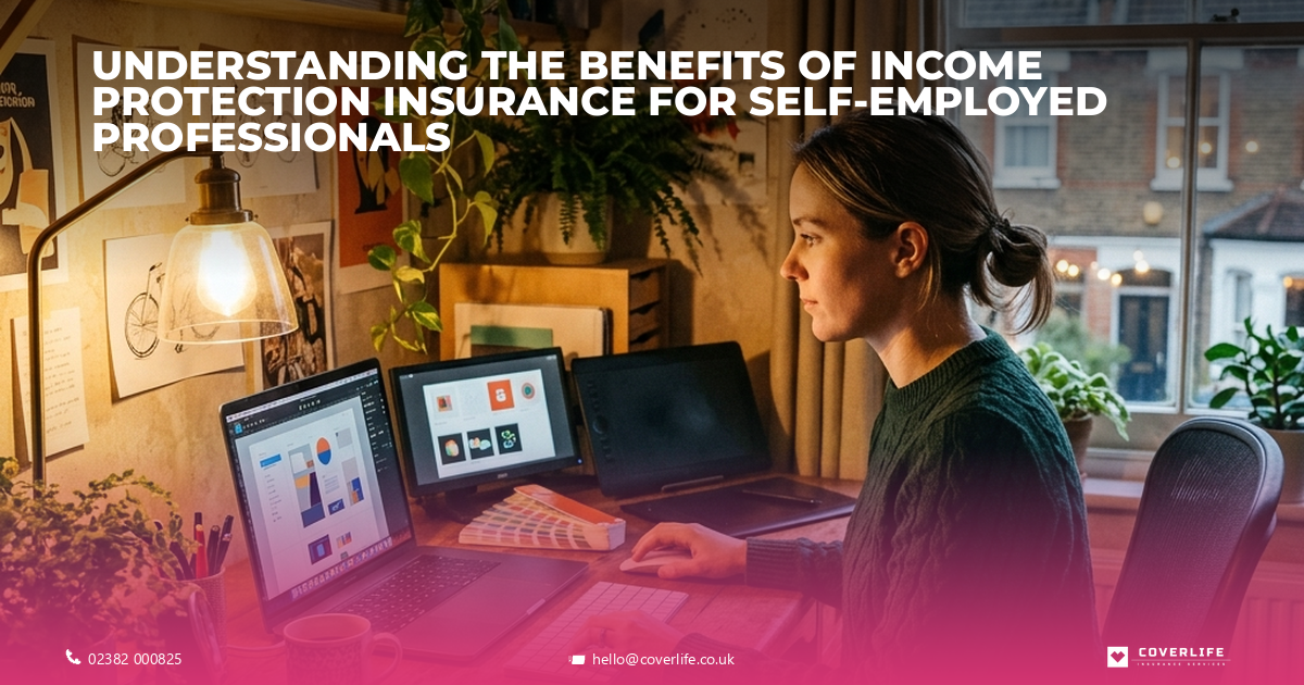 Self-employed professional reviewing income protection insurance options.