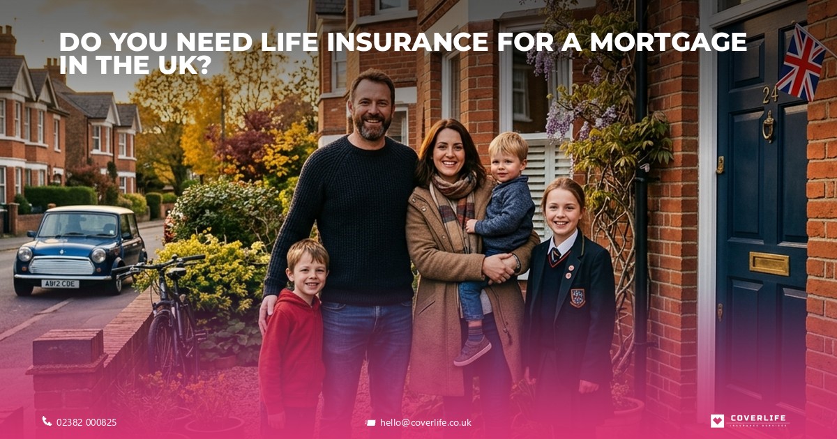 UK family with home and life insurance document