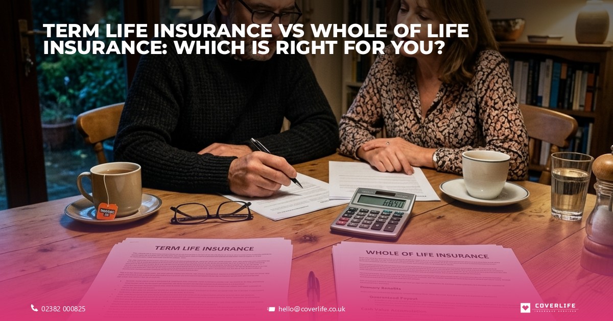 Comparison of term life and whole of life insurance documents